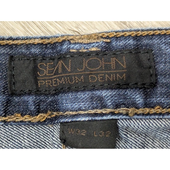 Sean John Jeans Mens 32x32 Blue Premium Denim Relaxed Fit Straight Leg Casual - Picture 4 of 8